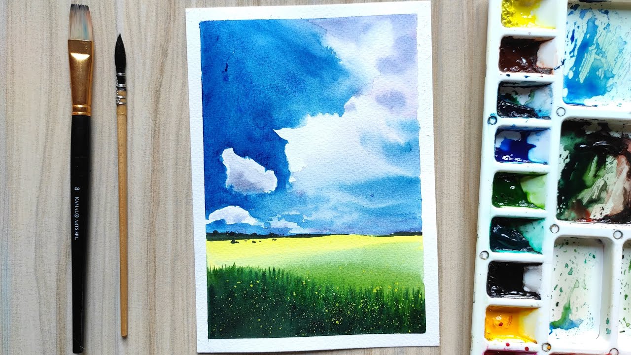 How To Paint Clouds in Watercolor for Beginners - Step by Step Tutorial ...
