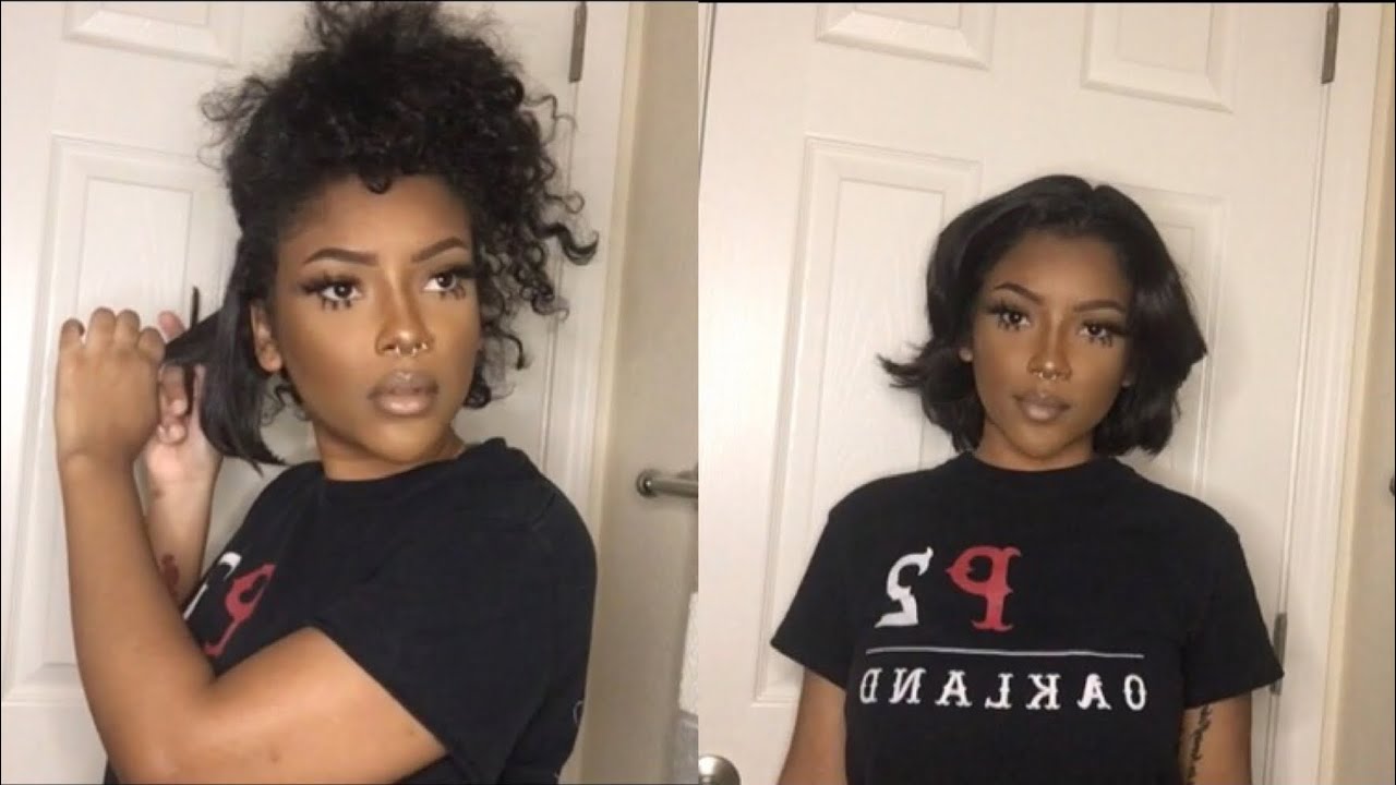 MY VERY FIRST VIDEO | Straightening my short curly hair