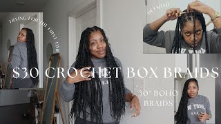 $30 Crochet box Braids, Beginner friendly, easy box boho braids