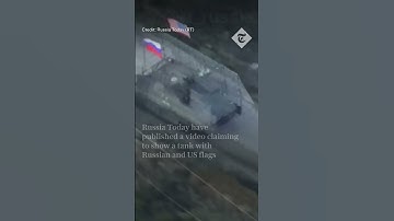 Russian tank flies US flag near Ukrainian front line