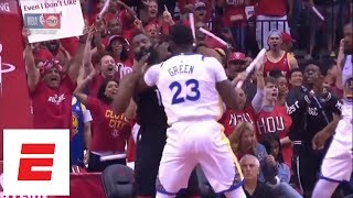 Draymond Green catches James Harden on the throat, gets technical foul just 1:07 into Game 1 | ESPN