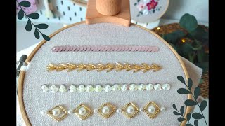 Beads Embroidey Basic Stitches For Beginners 🌸 Hand Embroidery (beads work )⭐ tutorial ♡