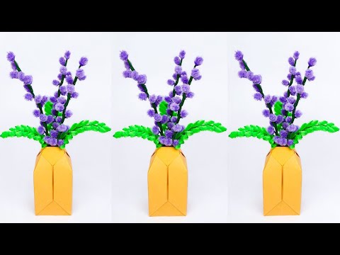 Beautiful Pipe Cleaner Flower Craft 💐 DIY Lavender & Mimosa Bouquet 🌿 Easy Handmade Gift & Decor