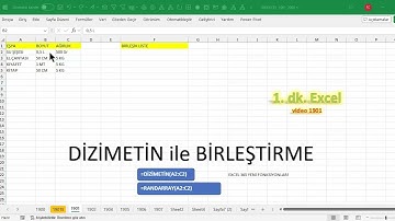 Excel 1 Dakika - DİZİMETİN ile BİRLEŞTİRME