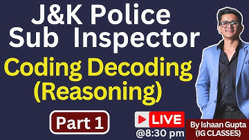 #1 Coding Decoding - Part 1 -  JKP SI & Banking Exam  - By Ishaan Gupta #codingdecodingtricks