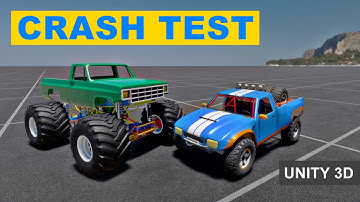 Crash Test Animation - Chasing Trophy Truck with Monster Truck - Unity 3D