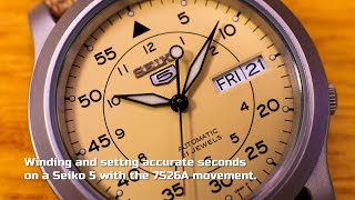 Winding and setting accurate time on Seiko 5 automatic movement watch -  YouTube