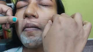 First Time Upperlip Threading | Upper Lip Hair Removal | Threading Tutorial