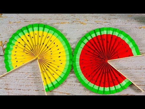 Cute Paper Pop Up Fans | DIY Watermelon Hand Fans | Paper Fan Decorations