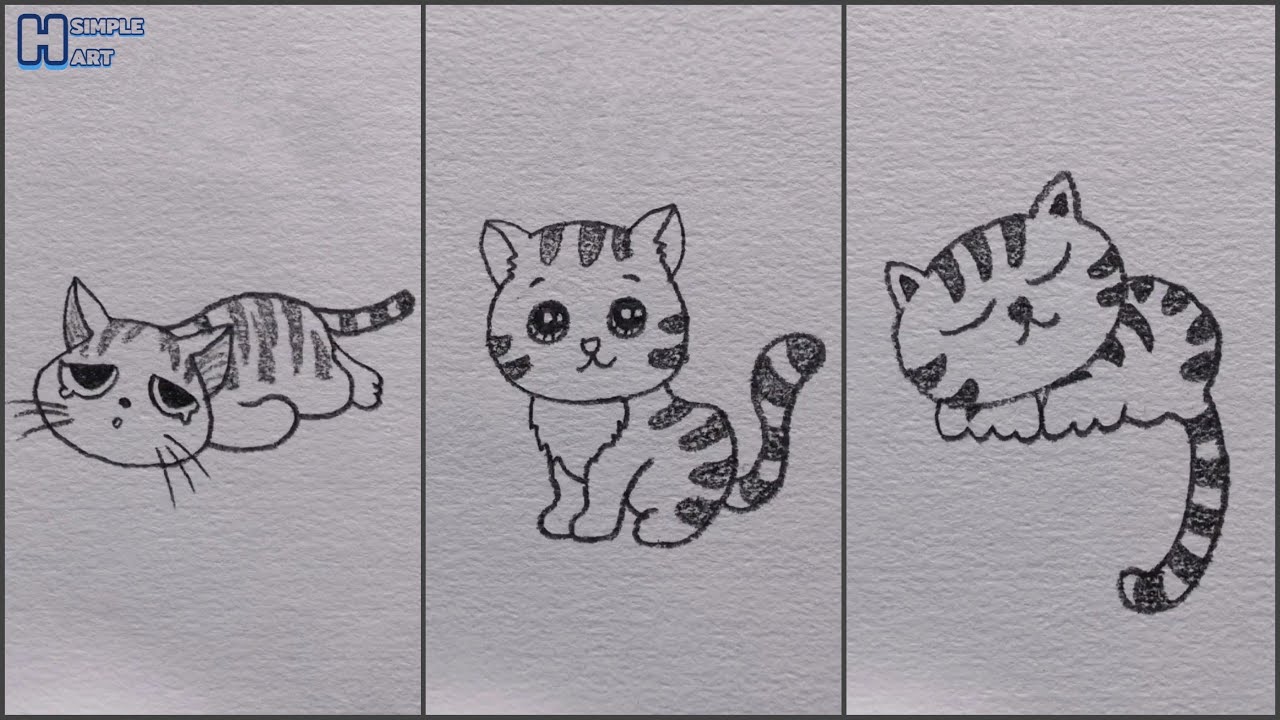 Vẽ con mèo đơn giản nhất cho bé  YeuTreNet