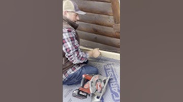 Cutting log siding #carpenter #homeimprovement