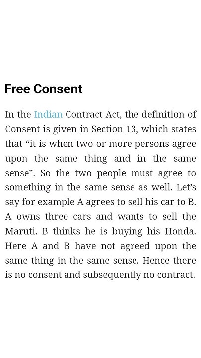 Free Consent Meaning With Example Indian Contract Act 1872 consent-meaning-in-hindi-short-ytshort-shorts-ytshortsindia-youtube