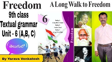 A Long Walk To Freedom - Textual grammar - 9th class English - Unit-6(A, B, C)-Vocabulary- Questions