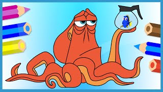 Учимся рисовать осьминога Хэнка из мультика "В поисках Дори" - Finding Dory - Раскраска для детей