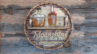 Shelf for moonshine made of wood