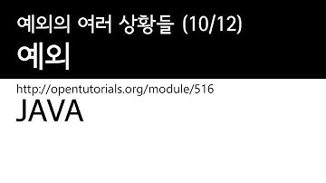 Java - 예외 (10/12) : 예외의 여러가지 상황들