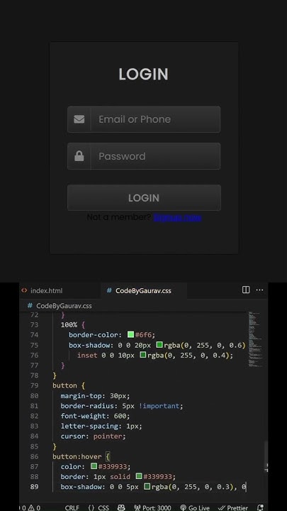 Create a login page in html CSS|| design in Login Page #coding # ...