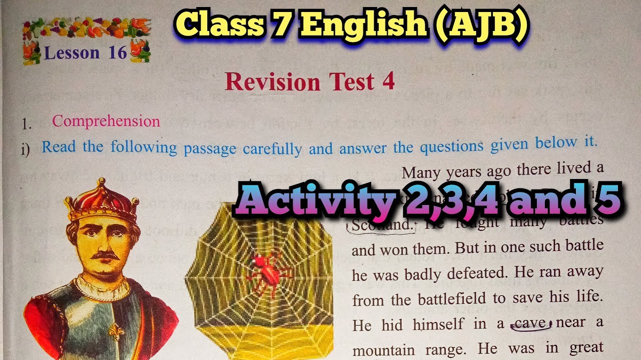 Class 7 English Revision Test 4 (AJB)/ Class 7 English Revision Test 4 Question 2, 3, 4, 5