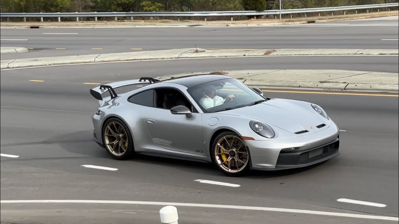 GT3 gets sideways leaving exotic car meet! Tons of sends, STO, F8, 458, Huracan, SVJ and more