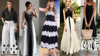 Vestidos elegantes casuales en blanco y negro con estampados 2026