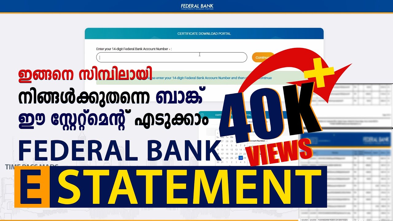 HOW TO DOWNLOAD FEDERAL BANK E STATEMENT  MALAYALAM  TIME PASS MADS