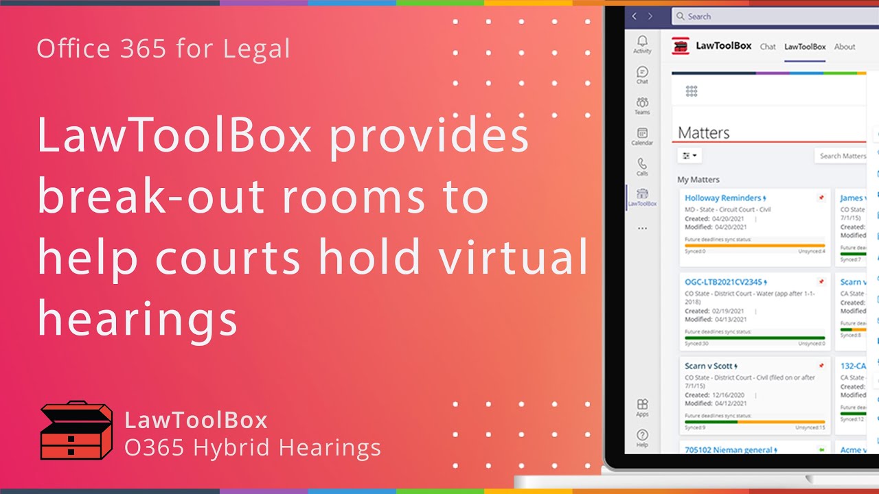 LawToolBox provides break-out rooms to help courts hold virtual hearings -  YouTube