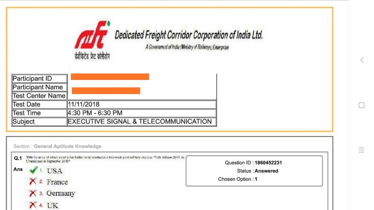 DFCCIL Signal and Telecommunication Previous Year Question Paper | DFCCIL Previous Year Paper