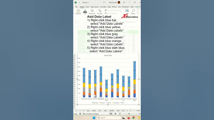 Add Total Values for Stacked Charts in Excel: Column & Bar Charts #tips #excel #shorts #fyp