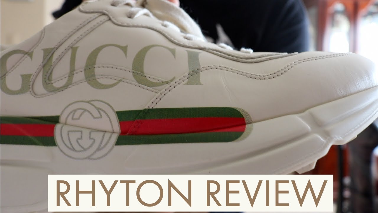 Gucci Rhyton logo leather sneaker REVIEW - YouTube