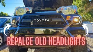 How To Replace Your Headlights! Upgrading My 2nd Gen Toyota Tacoma!