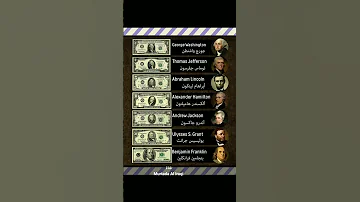 اسماء وصور الشخصيات المطبوعة على فئات الدولار 