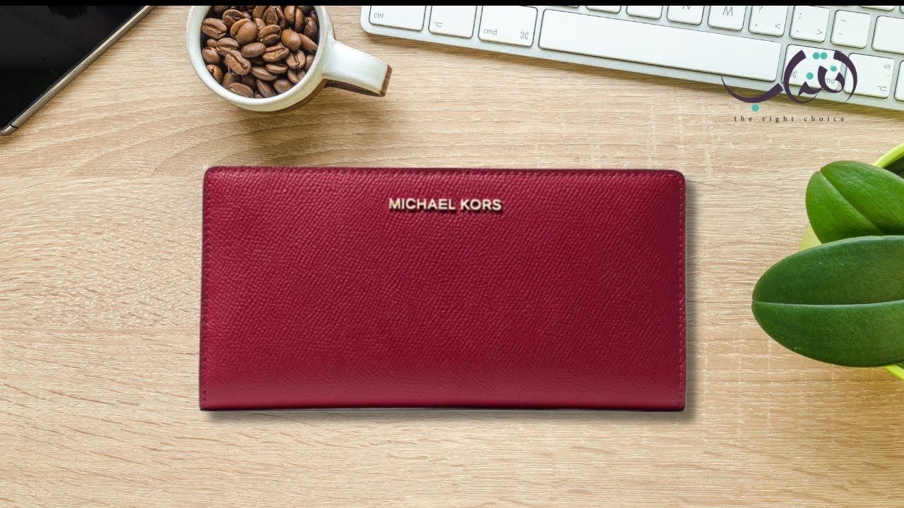 Unboxing Michael Kors Large Crossgrain Leather Slim Wallet 