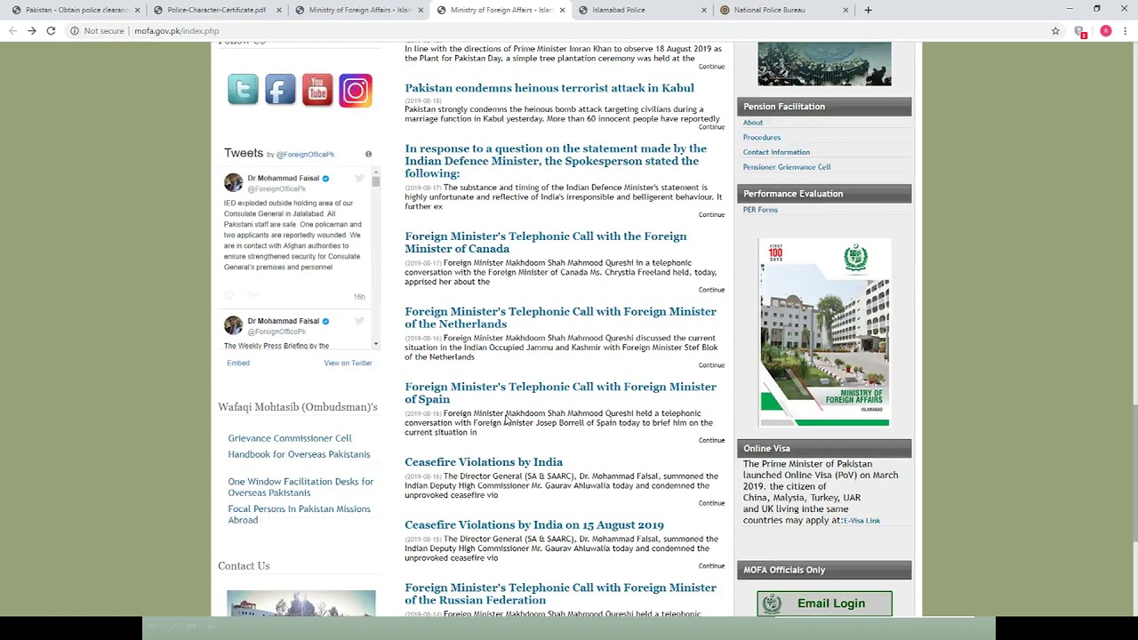 Pakistan - Obtain Police Clearance Or Character Certificate (Citizens)