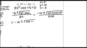 Solving Quadratic Equations - Quadratic Formula - 11.2