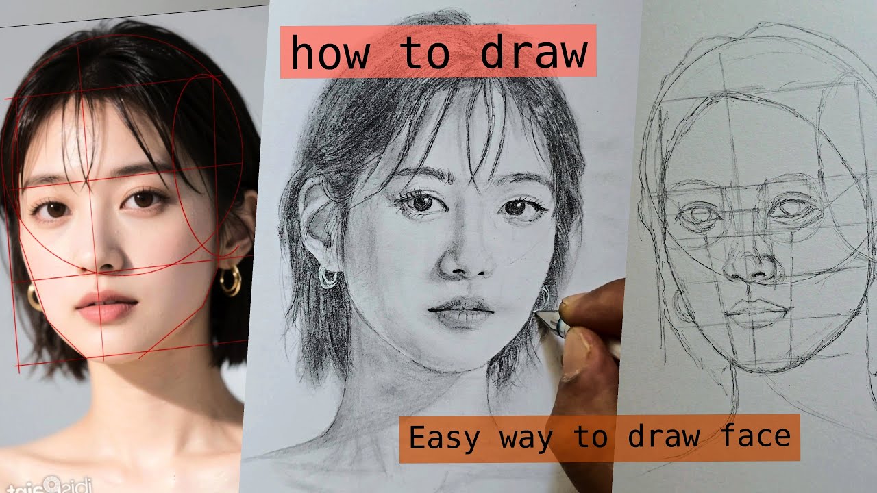 How to Draw a Face for Beginners [ Tutorial ]Easy Drawing Photo Reference with Loomis method.