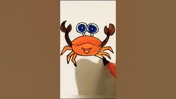 How to draw crab 🦀 with colour step by step #drawing #crab #colors #trending #viral #animals #draw