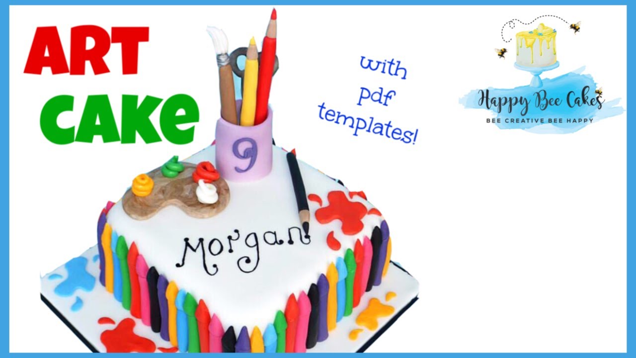 Artist Art Cake Tutorial With Fondant Crayons Scissors Paint Brush Pencil And Palette Youtube Cake Funny Birthday Cakes Fondant Cake Tutorial
