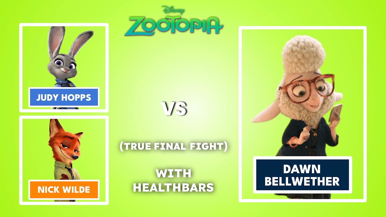 (2/2) Judy & Nick Vs. Dawn Bellwether: (True Final Fight) - With Healthbars 