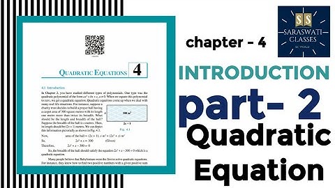 Introduction  part - 2 of chapter - 4th Quadratic Equation for 10th class maths