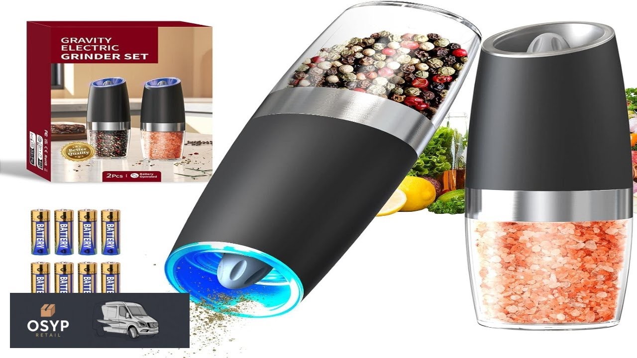CIRCLE JOY Gravity Electric Salt and Pepper Grinder Set Automatic Salt ...