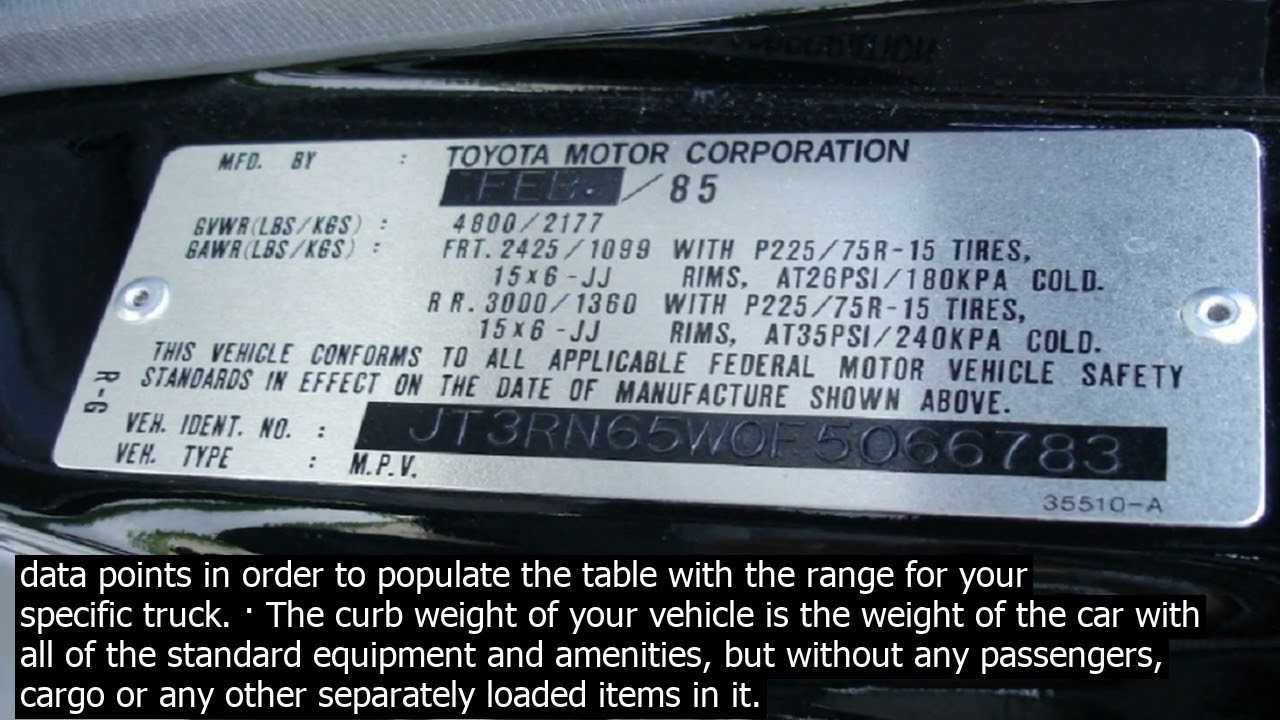 How To Find Curb Weight By Vin Compute A Maximum Towing Capacity Check How To Find Curb Weight By Vin Compute A Maximum Towing Capacity Check