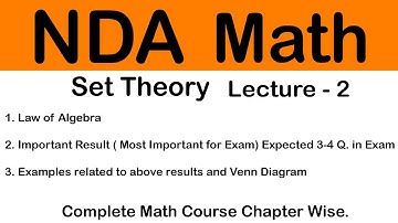 NDA MATH SET THEORY IMPORTANT RESULTS | NDA MATH COMPLETE CRASH COURSE | NDA math by parveen sir