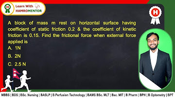 A block of mass m rest on horizontal surface having coefficient of static friction 0.2