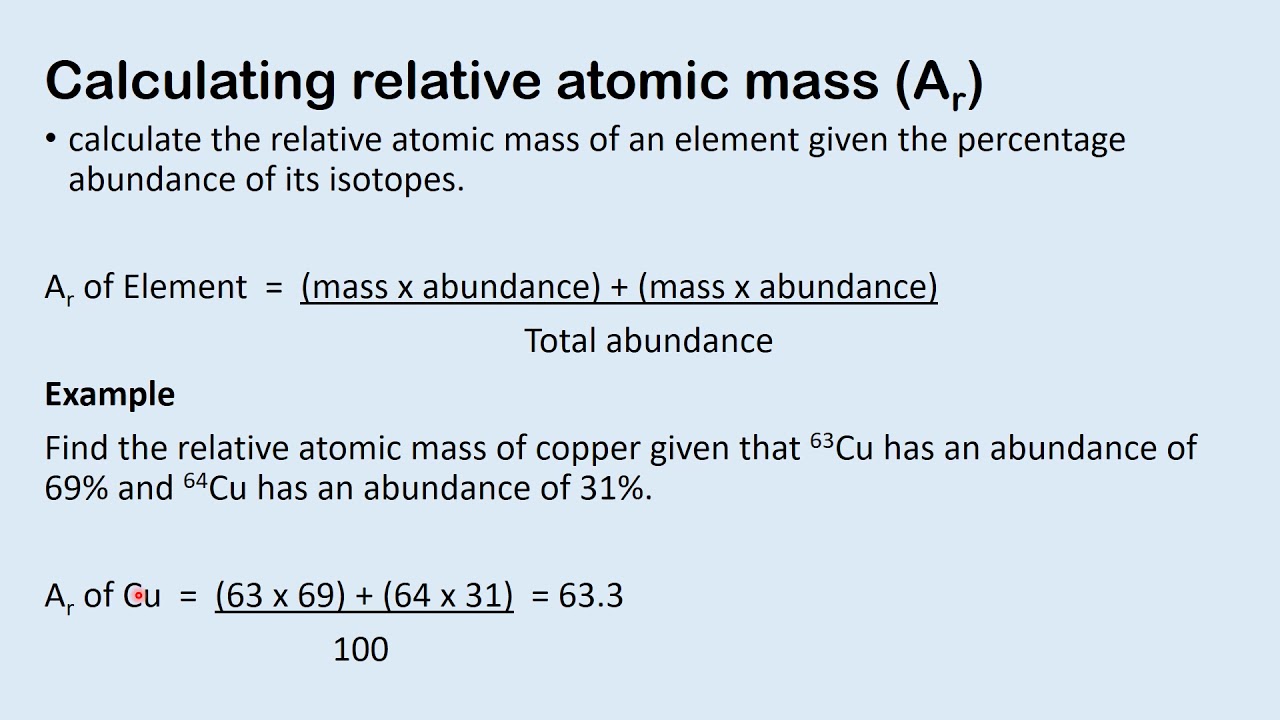 Calculating relative atomic mass - YouTube