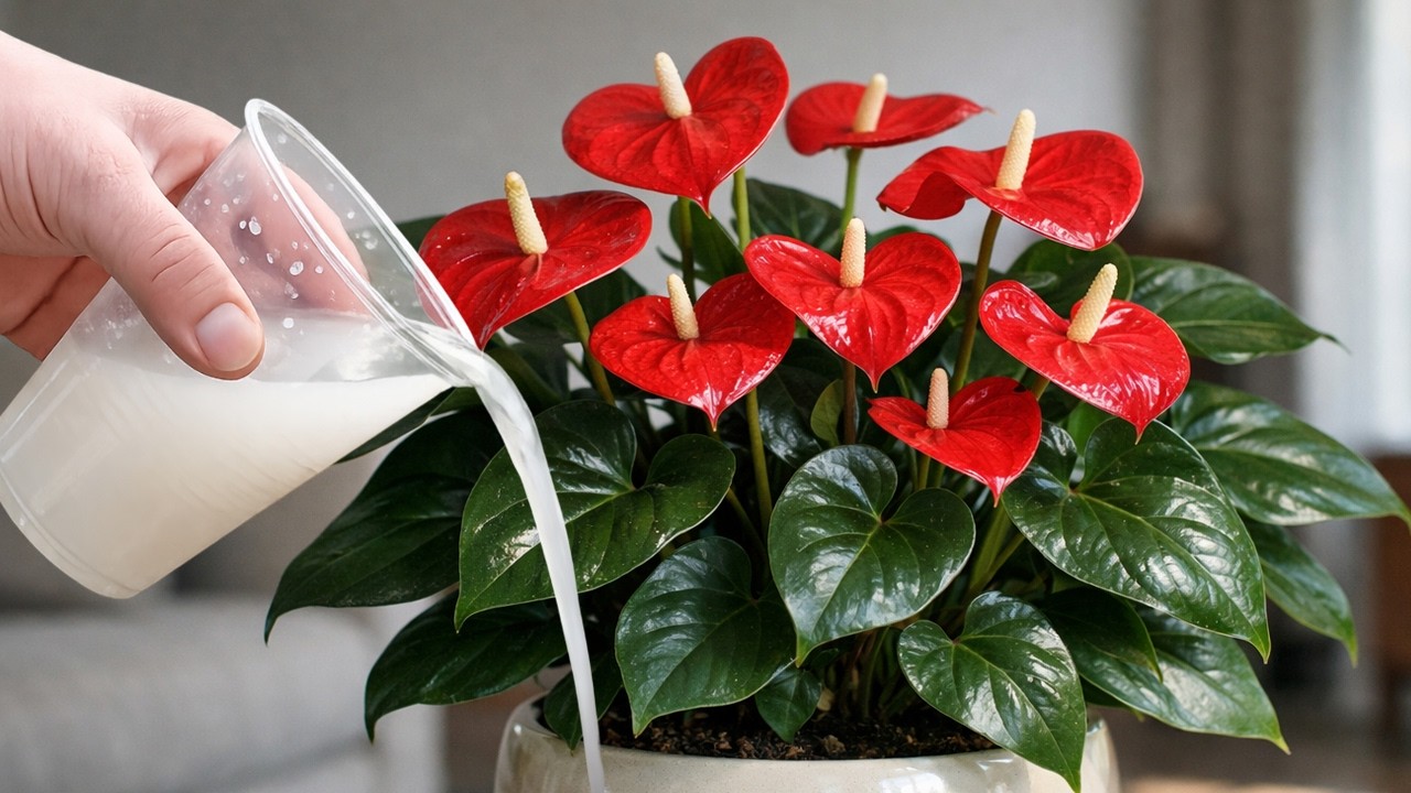 Достаточно полить один раз! Любой антуриум зацветет за ночь!