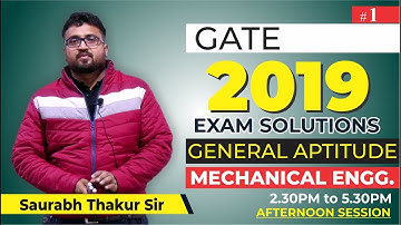 Part 1 | GENERAL APTITUDE Questions & Solution | GATE 2019 | MECHANICAL ENGINEERING