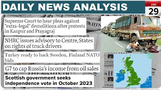 2022年6月29日日次時事/燃焼問題（スコットランドの目的、トラックの運転手、G7の石油販売計画）