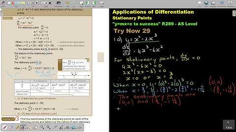 6 29 Applications of Differentiation   Stationary Points   part 3