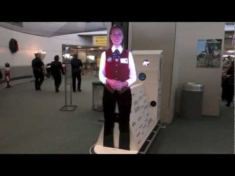 Airport Virtual Assistant Hologram-Like Projection at Newark Liberty International Airport