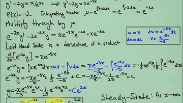2a. First Order Linear Differential Equation: Example #1 (with Integration by Parts)